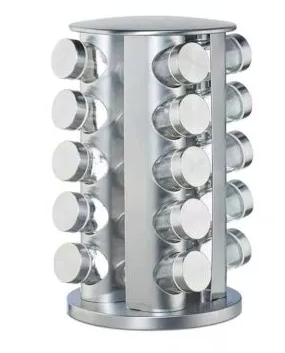 Set 20 recipiente condimente cu suport rotativ inox